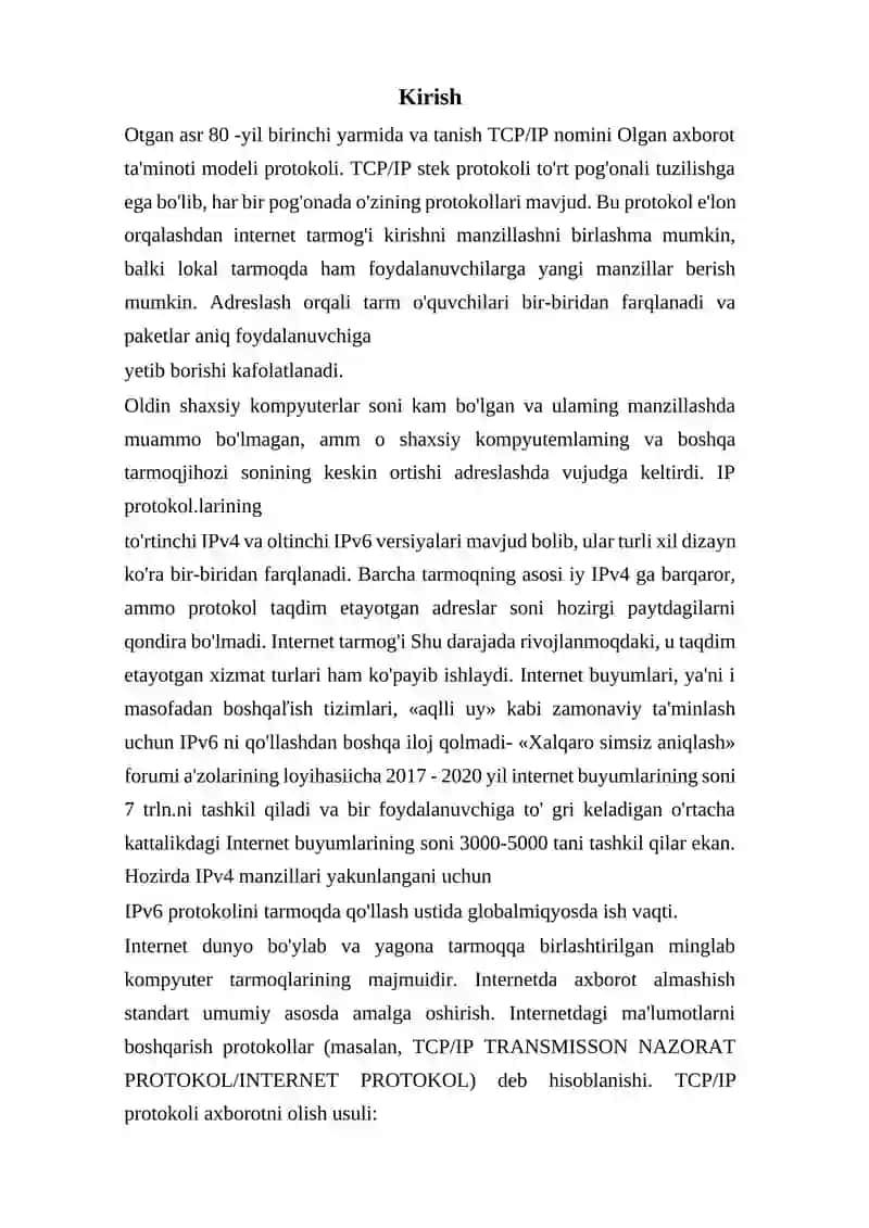 TCP/IP pog'onasi, avtomobili, qo'lga kiritilgan protokollar 2