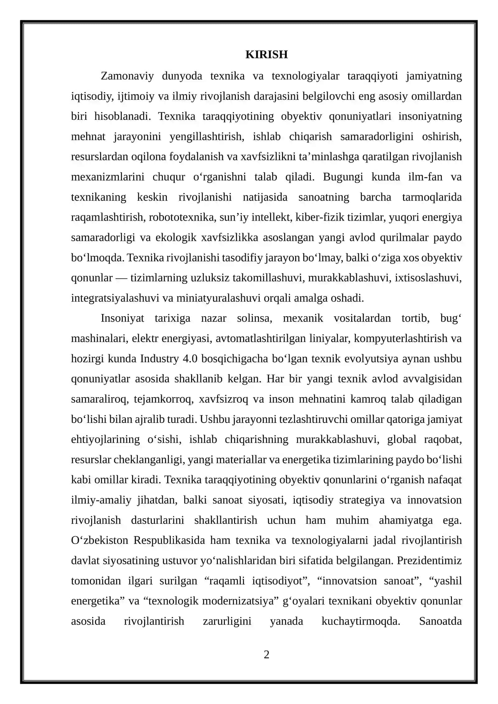 Texnikani rivojlantrishning obyektiv qonunlari 2