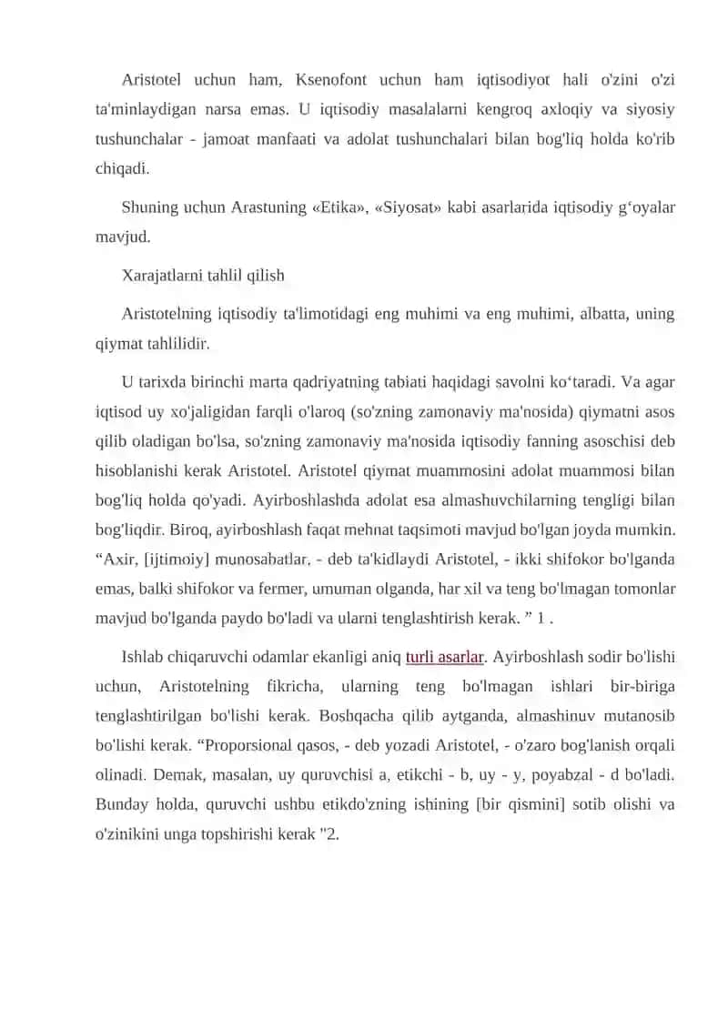 Aristotelning iqtisodiy qarashlari 2
