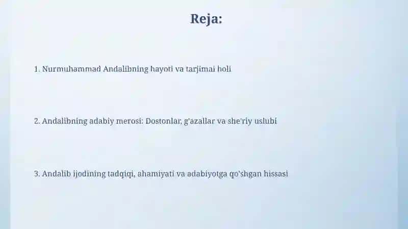 Nurmuhammad andalib hayoti va ijodi 2