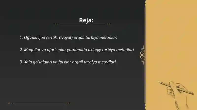 Xalq pedagogikasida tarbiya metodlari 2