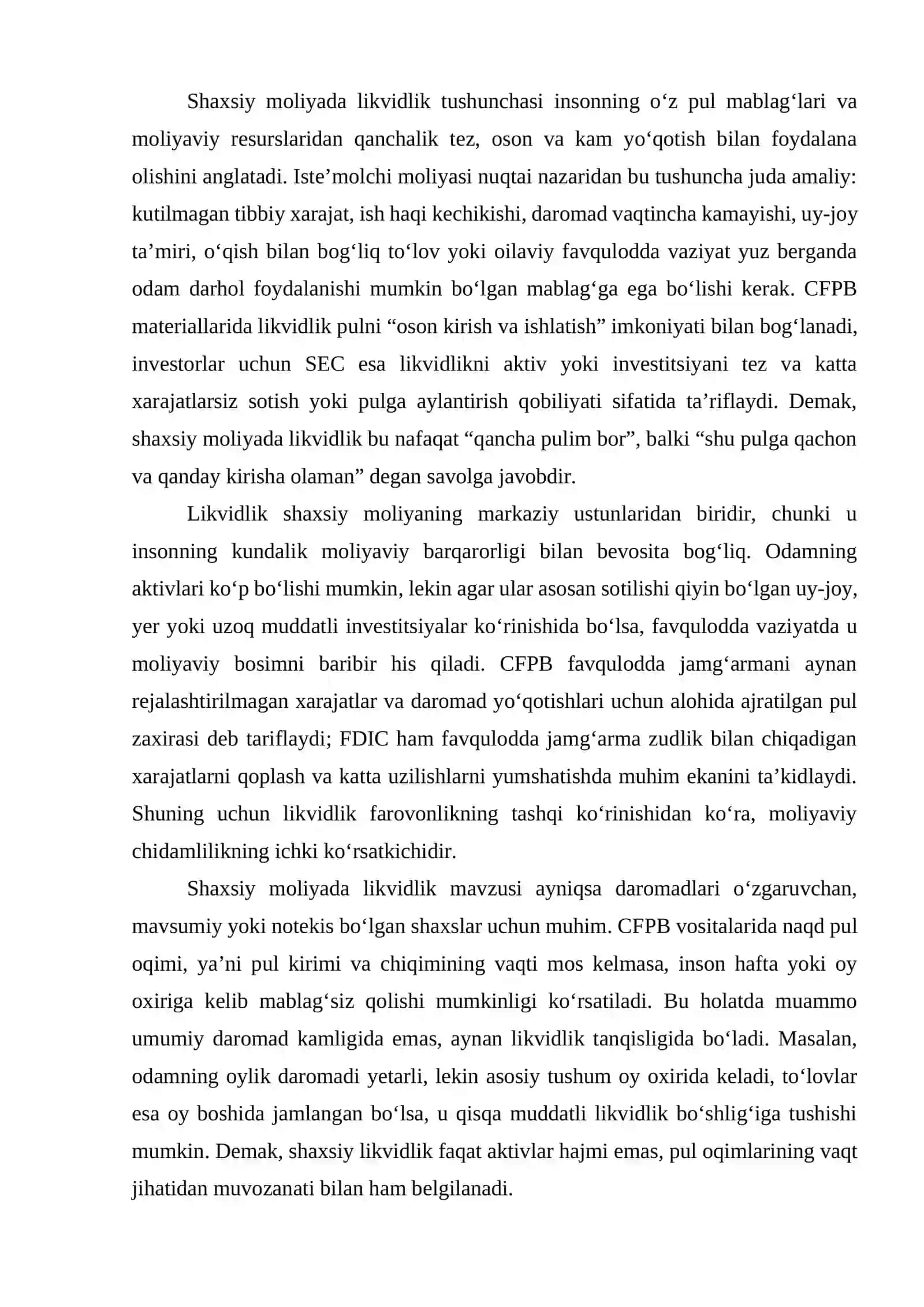 Shaxsiy moliyada likvidlik tushunchasi 2