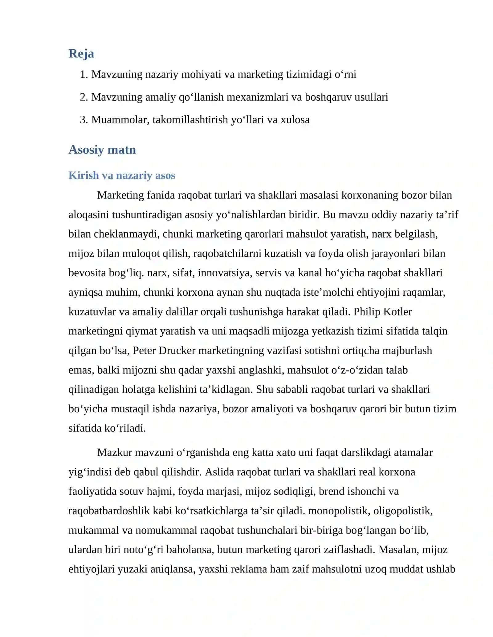 Raqobat turlari va shakllari 2