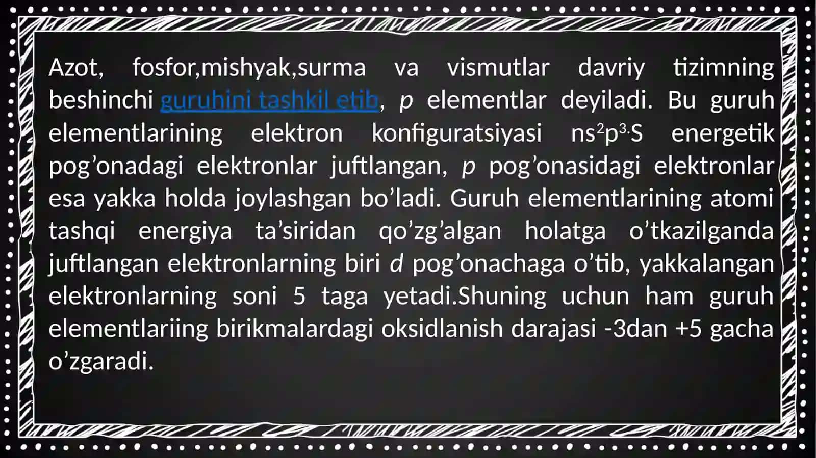 V A guruxcha elementlari. Mineral o‘g‘itlar 2