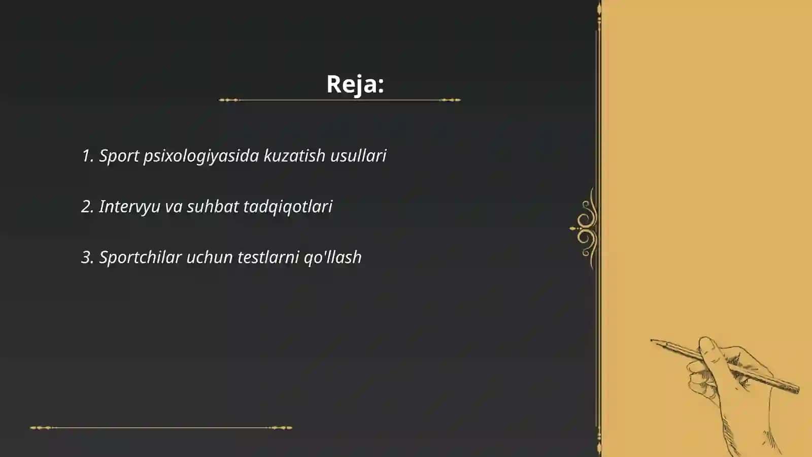 Sport psixologiyasining tadqiqot usullari 2
