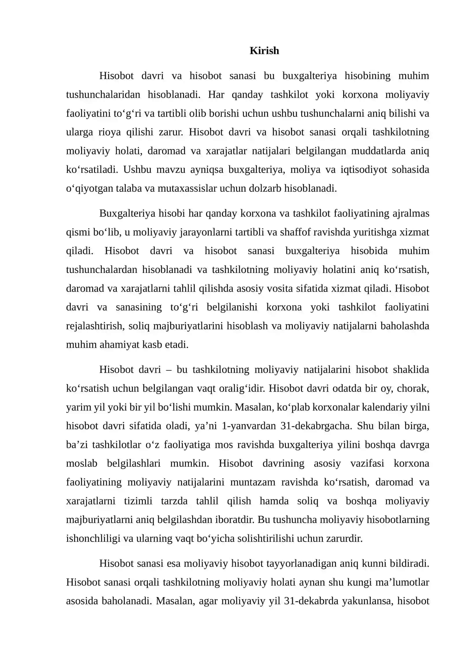 HISOBOT DAVRI VA HISOBOT SANASI 2