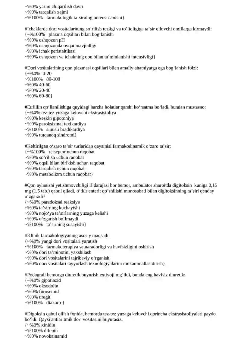 KLINIK FARMAKOLOGIYA yakuniy savollari 2