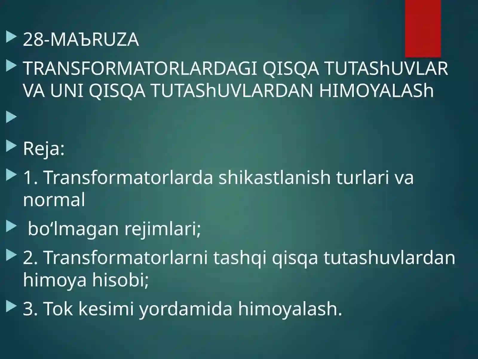 Elektrenergetika ma'ruzasi 2