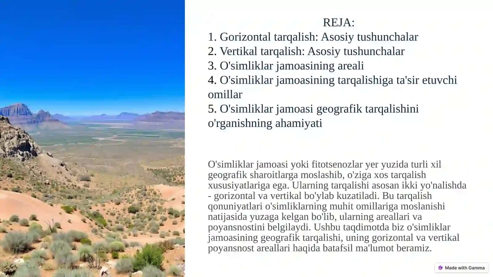 O'simliklar jamoasining geografik tarqalishi 2