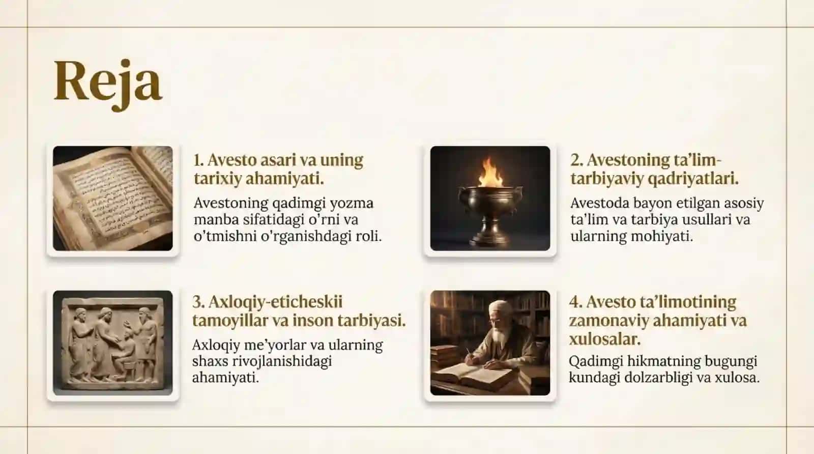 Avestoda eng qadimgi yozma manbalarda taʼlim tarbiyaga oid fikrlar 2