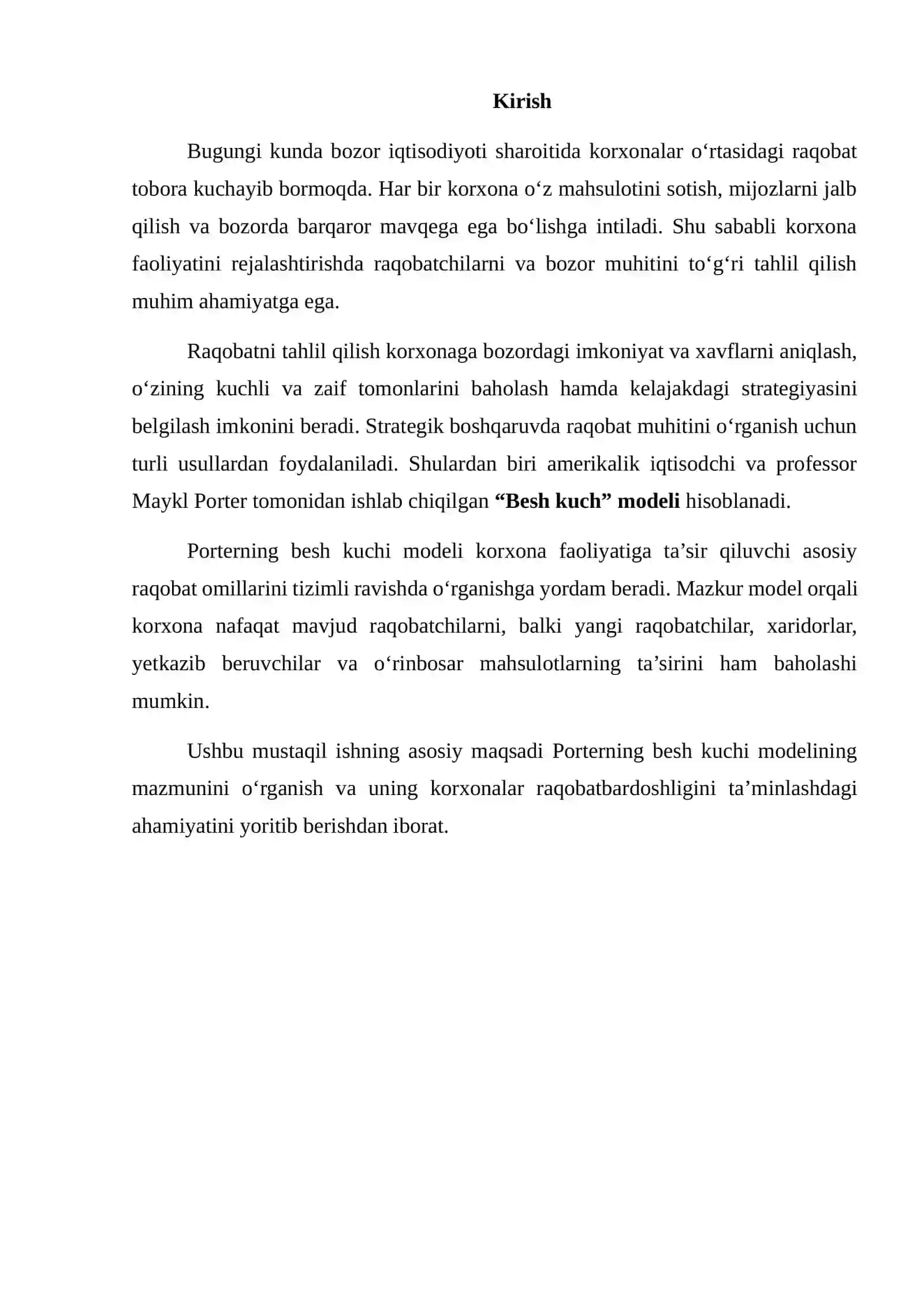 RAQOBATCHILARNI TAHLIL QILISH (PORTERNING BESH KUCHI MODELI) 2