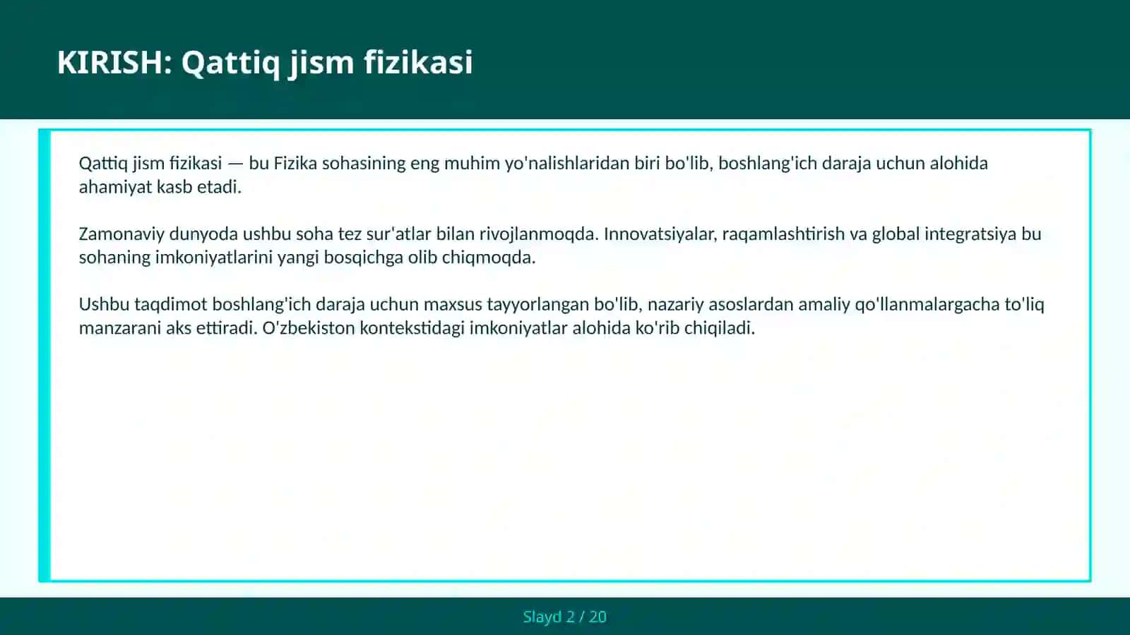 QATTIQ JISM FIZIKASI 2
