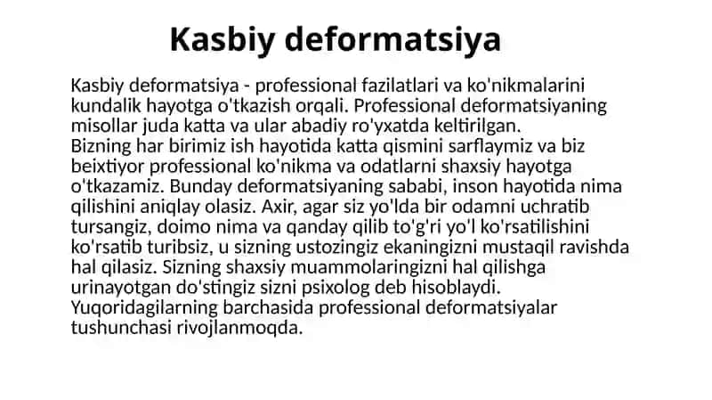 Kasbiy deformatsiya 2