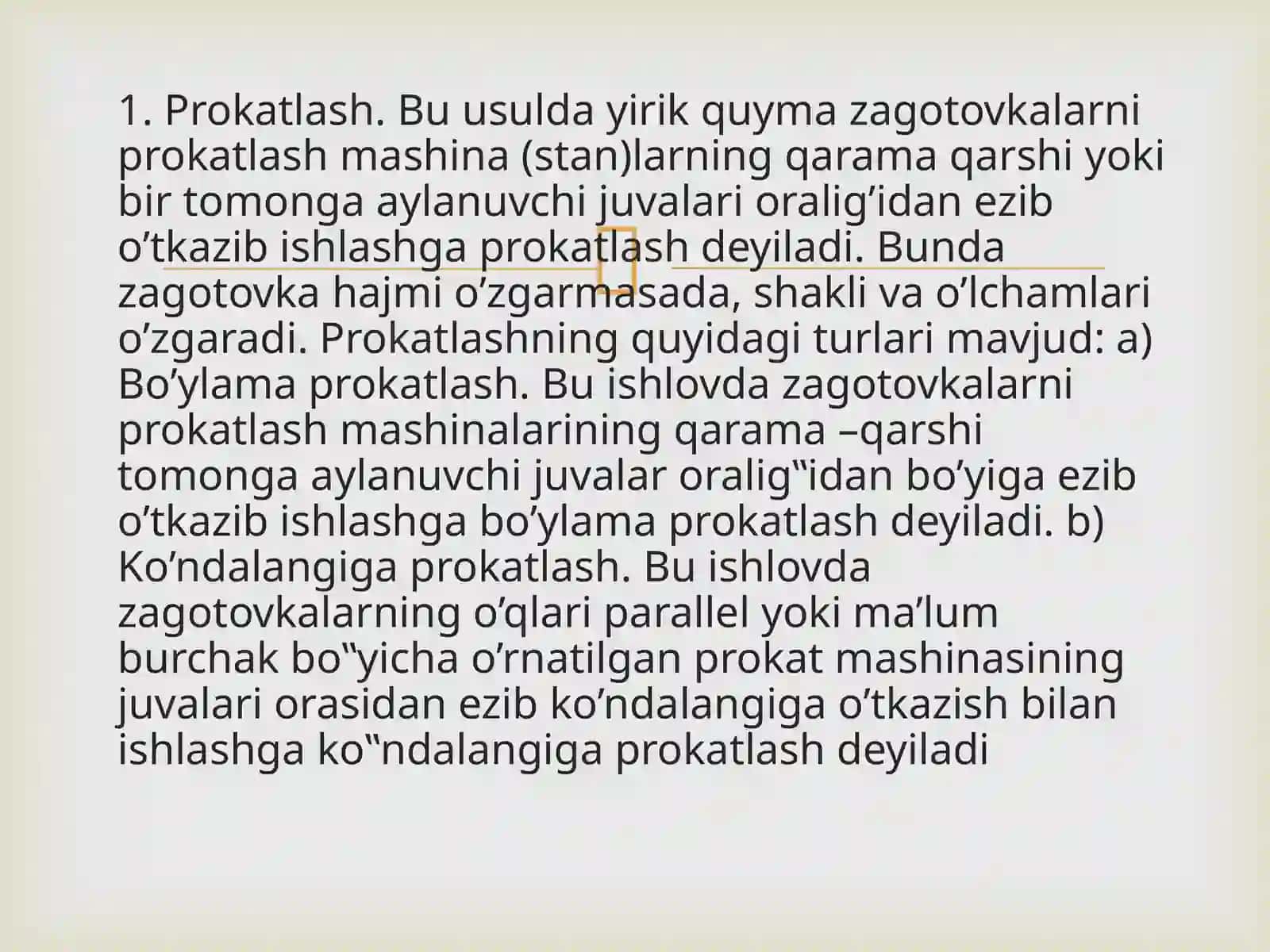 Metallarga bosim bilan ishlov berishning asosiy usullari 2