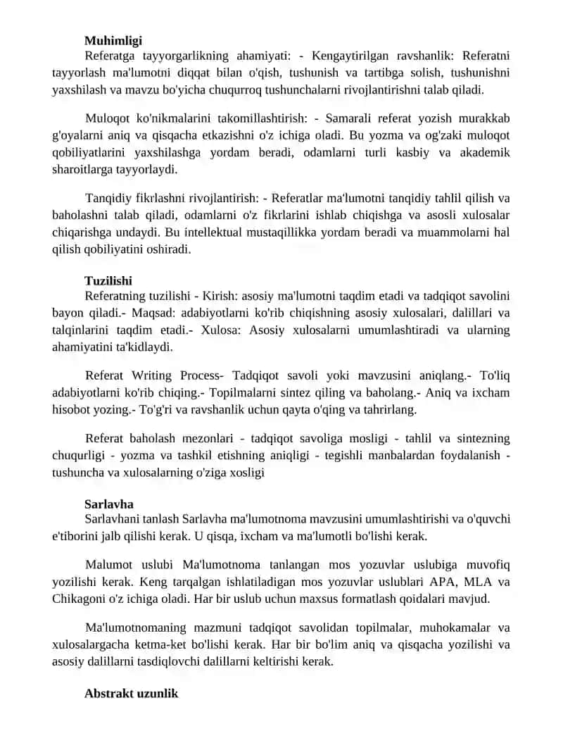 Referat Tayyorlash 2