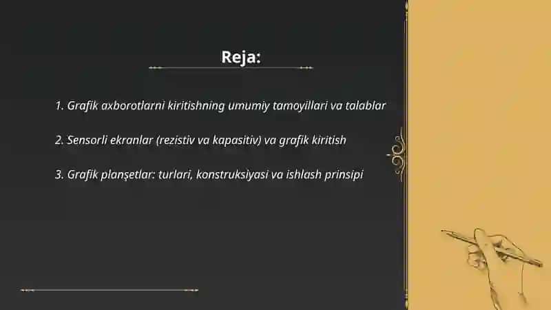 Grafik axborotlarning kiritishning maxsus vositalari 2