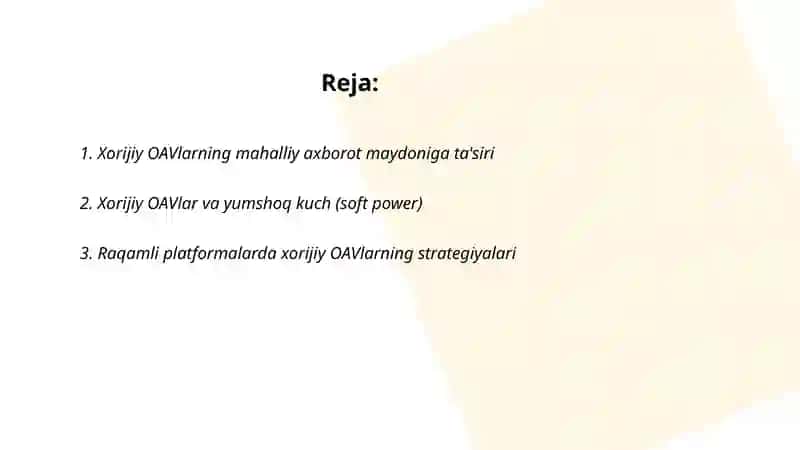 Xorijiy ommaviy axborot vositalarining media makondagi òrni 2