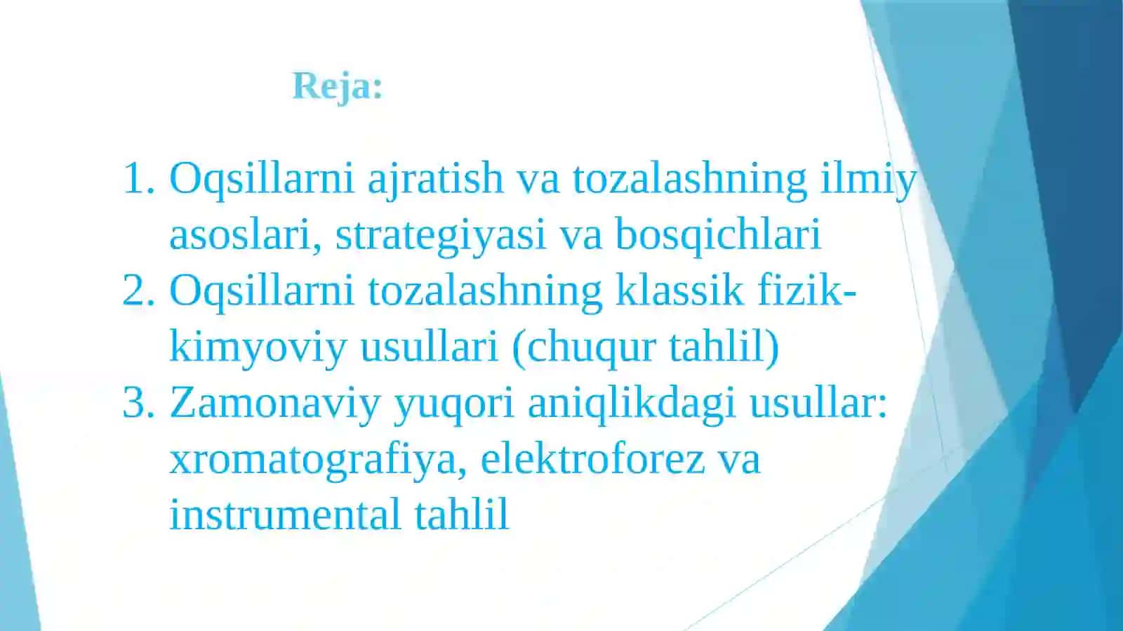 Oqsillarni tozalash va ajratish usullari 2