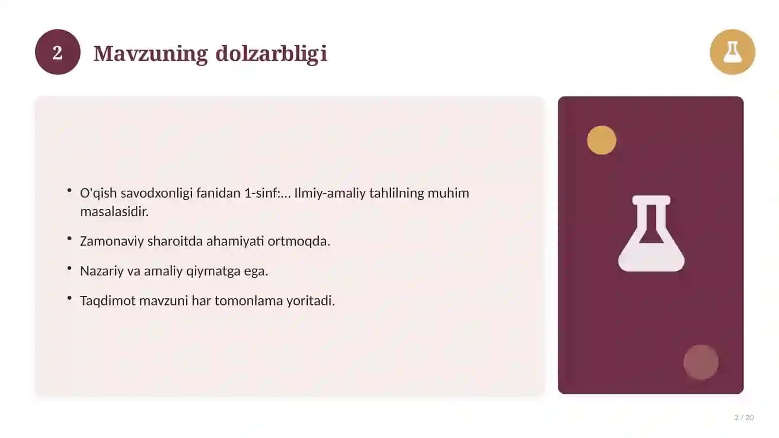 O'qish savodxonligi fanidan 1-sinf: kalendar-mavzuiy reja 2