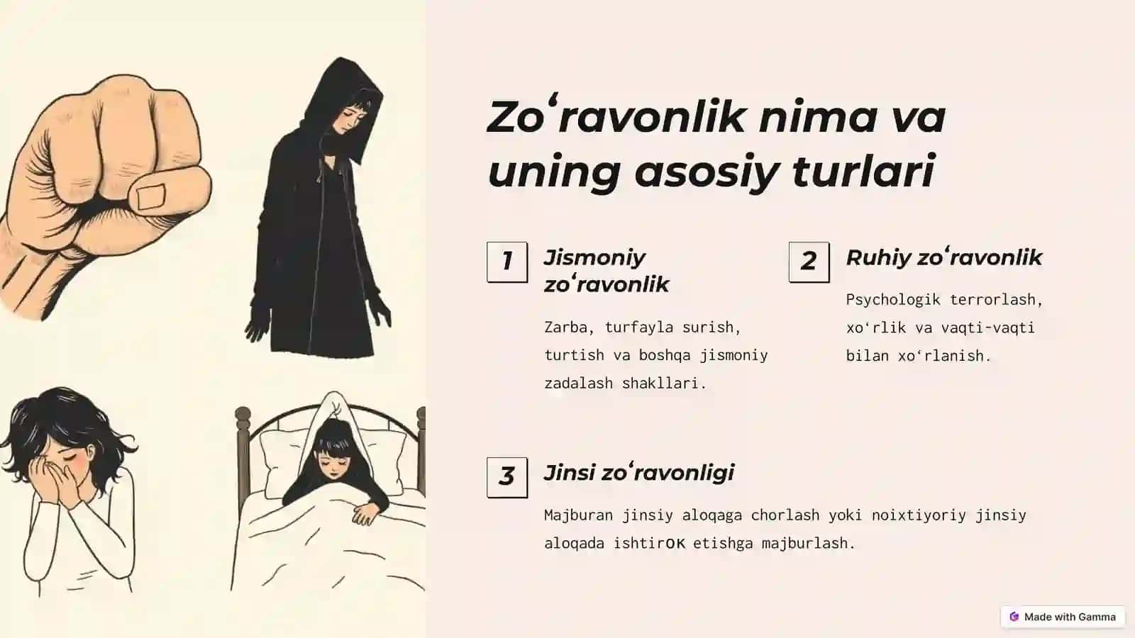 Zoʻravonlik qurbonlari bilan ish 2