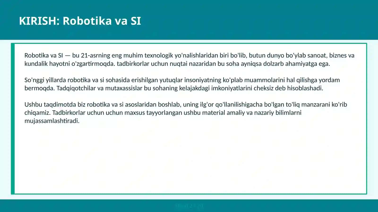Robotika va SI 2