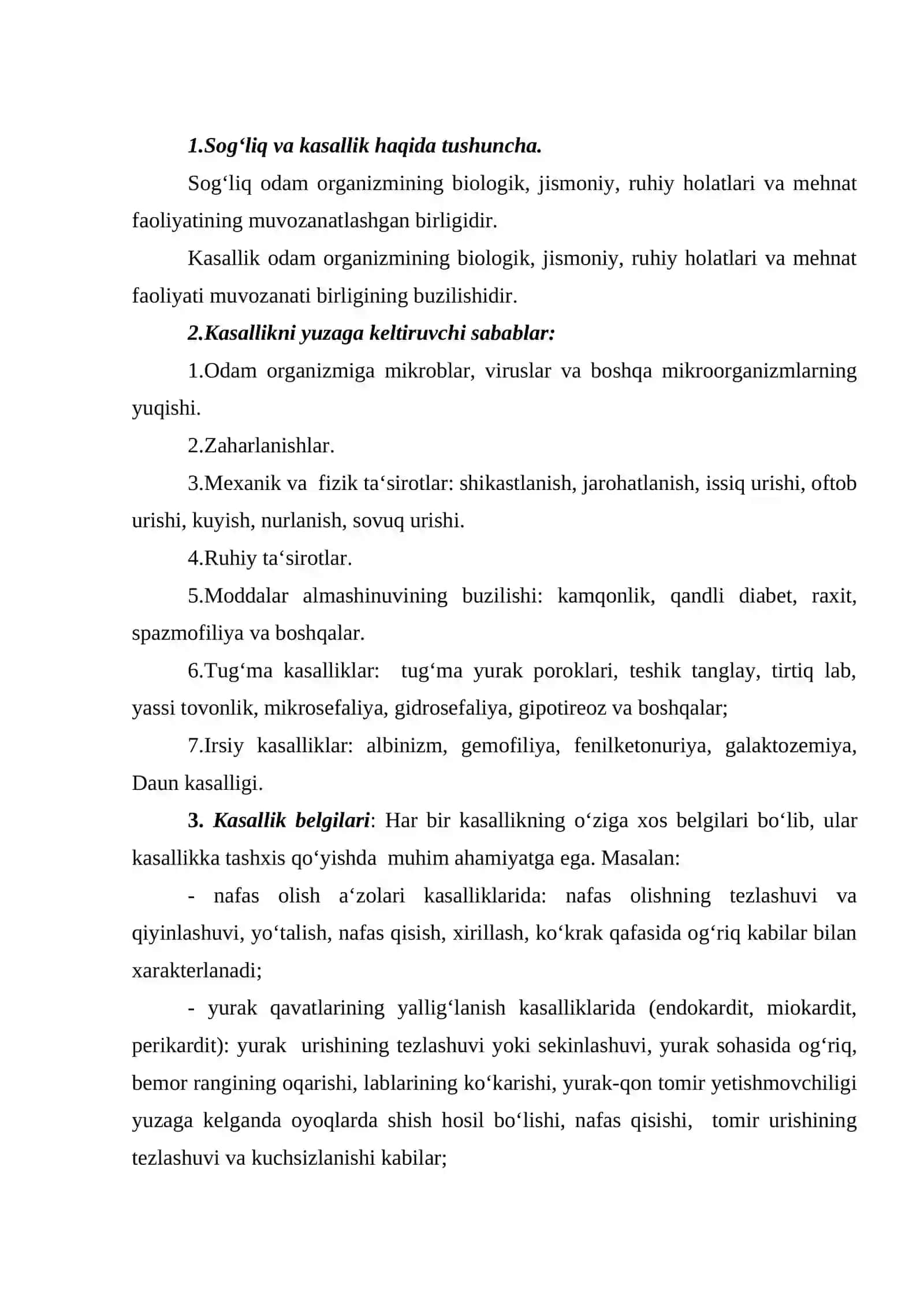 Sog‘liq va kasallik haqida tushuncha. Nafas olish a‘zolari kasalliklari 2