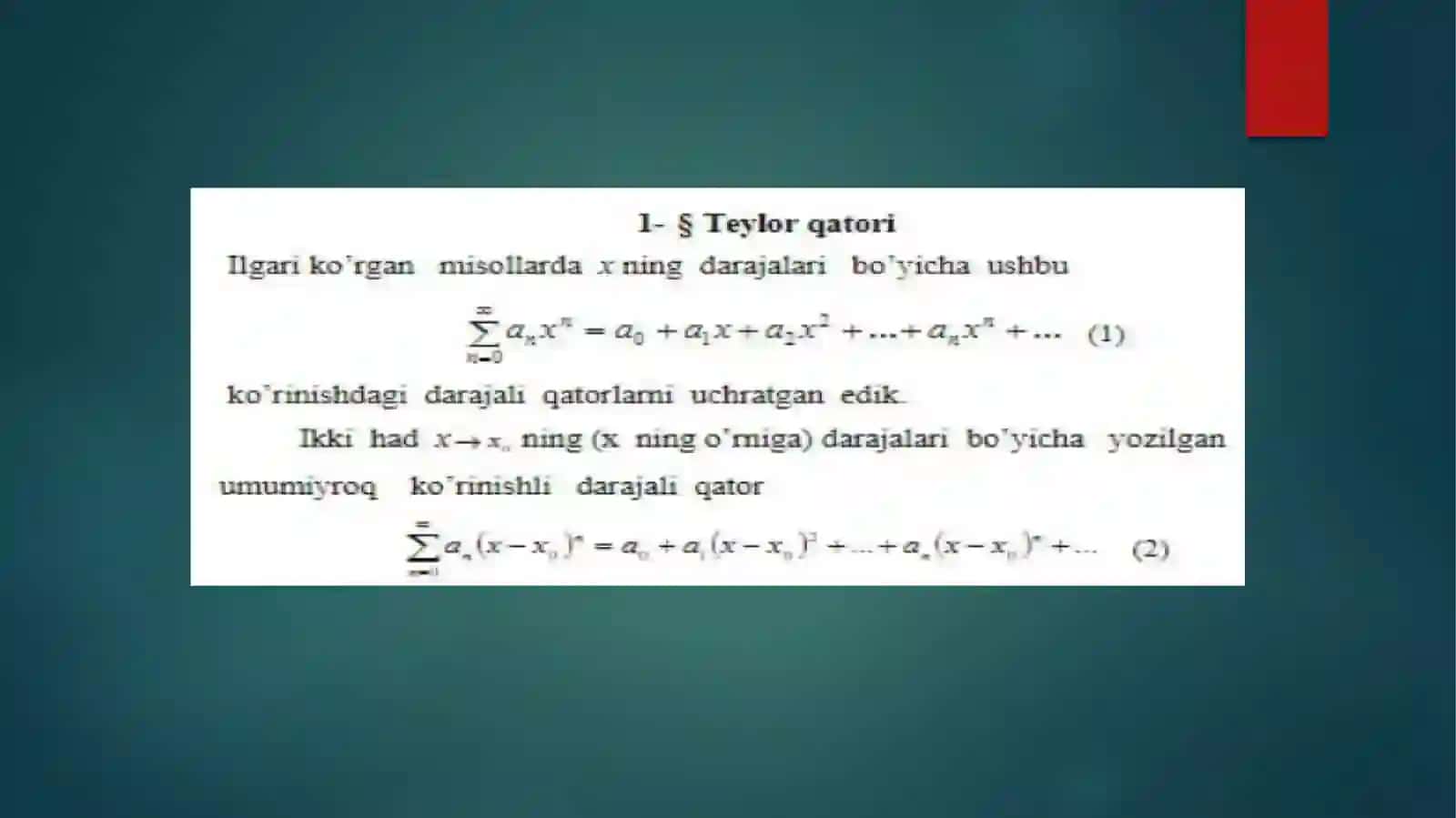 Funksiyani darajali qatorga yoyish 2