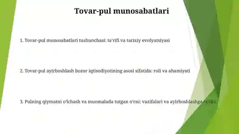 Tovar-pul munosabatlari 2
