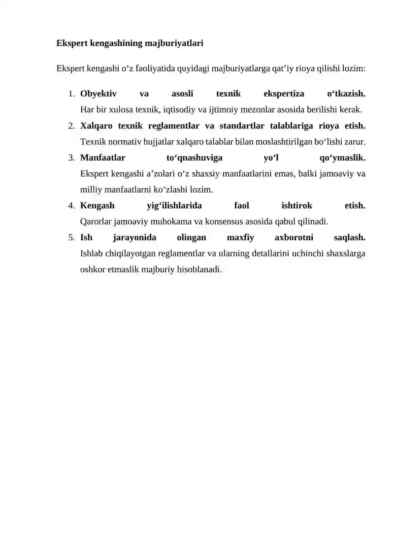 Ekspert kengashining huquq va majburiyatlari 2