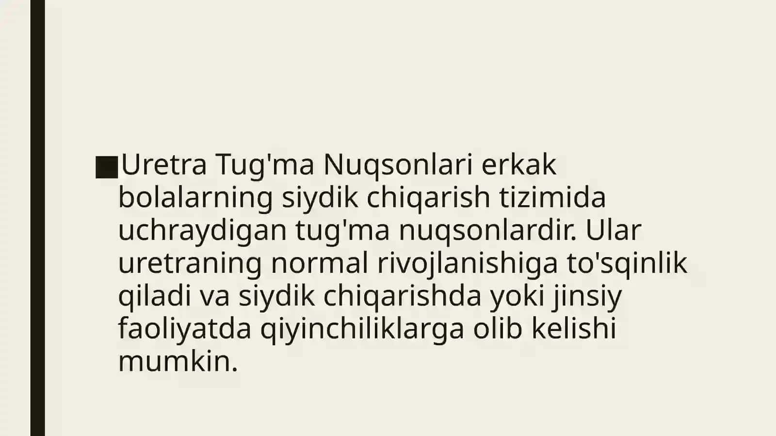 Uretra va moyaklar tug'ma nuqsonlari 2