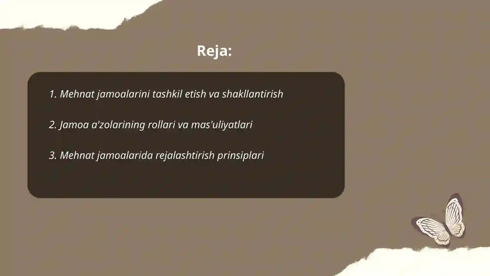 Mehnat jamoalarni rejalashtirish va boshqarish 2