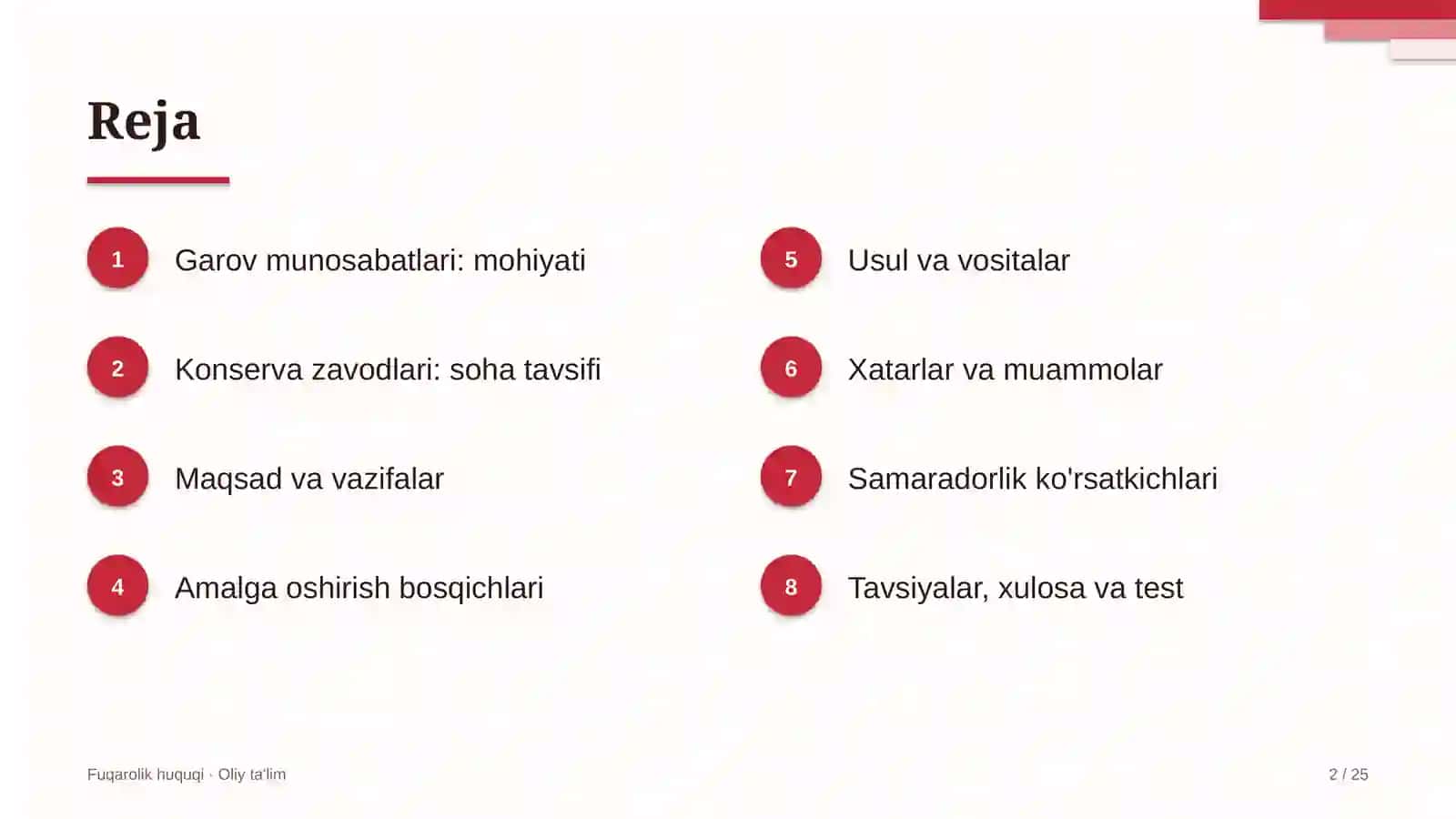 Konserva zavodlarida garov munosabatlari 2