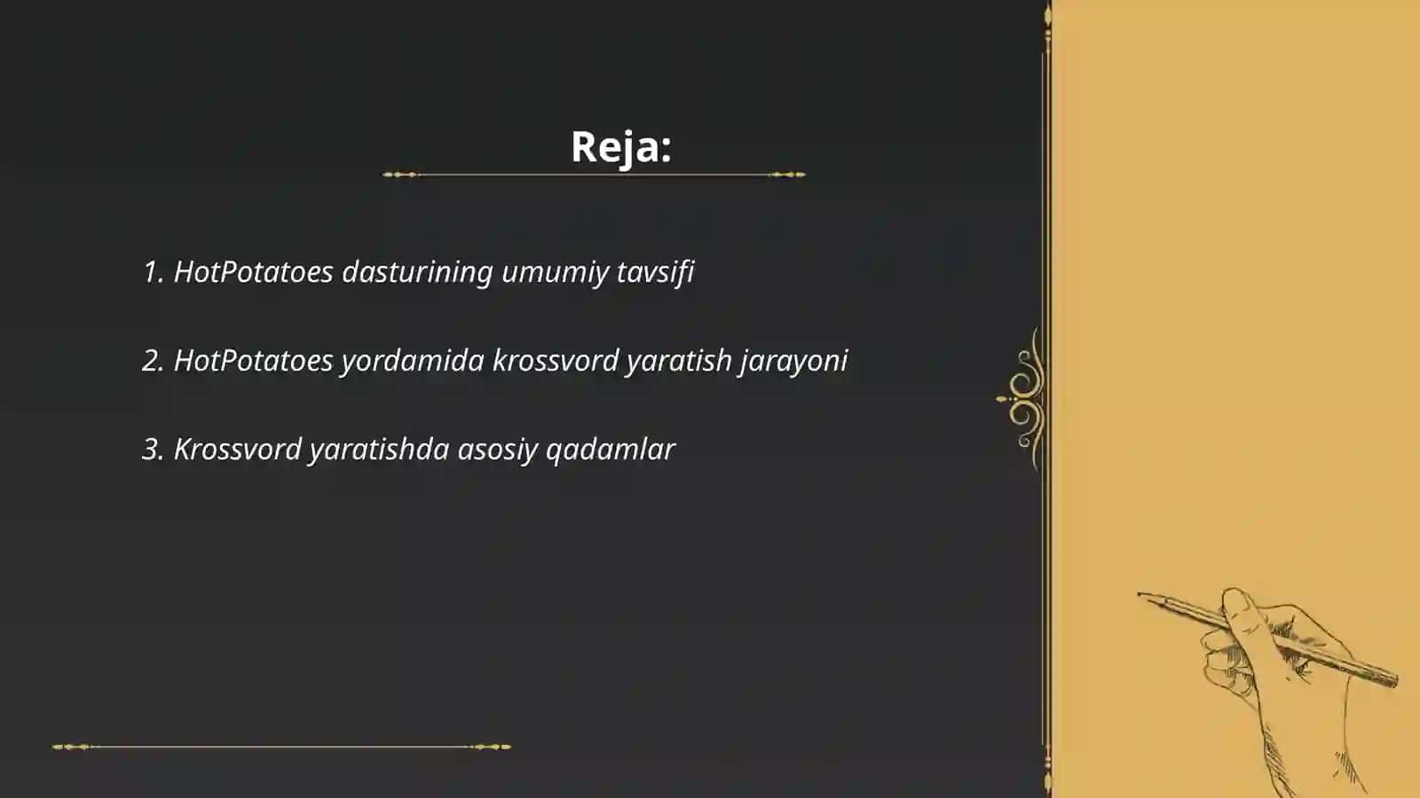 HotPotatoes dasurida krasvord tayyorlash 2