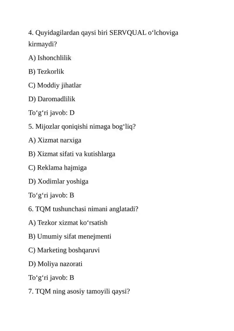 Xizmatlar sifatini oshirish imkoniyatlari 2