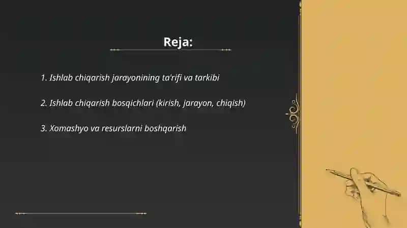 Ishlab chiqarish jarayoni va uning natijalari 2