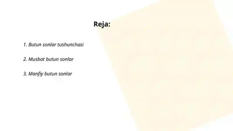 Butun sonlar tushunchasi 2