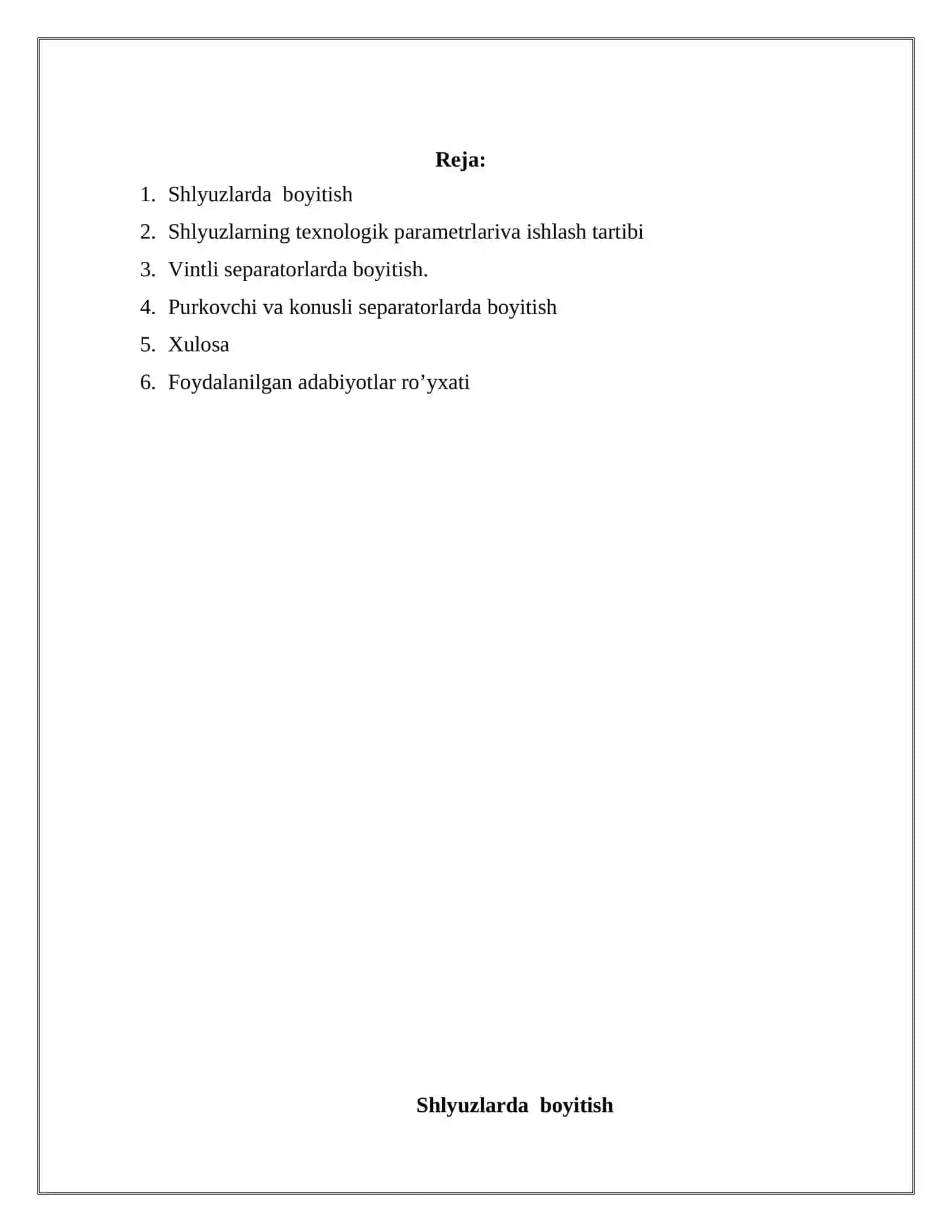 Shlyuzlarda boyitish texnologiyasi.Vintli separatorlarda boyitish 2