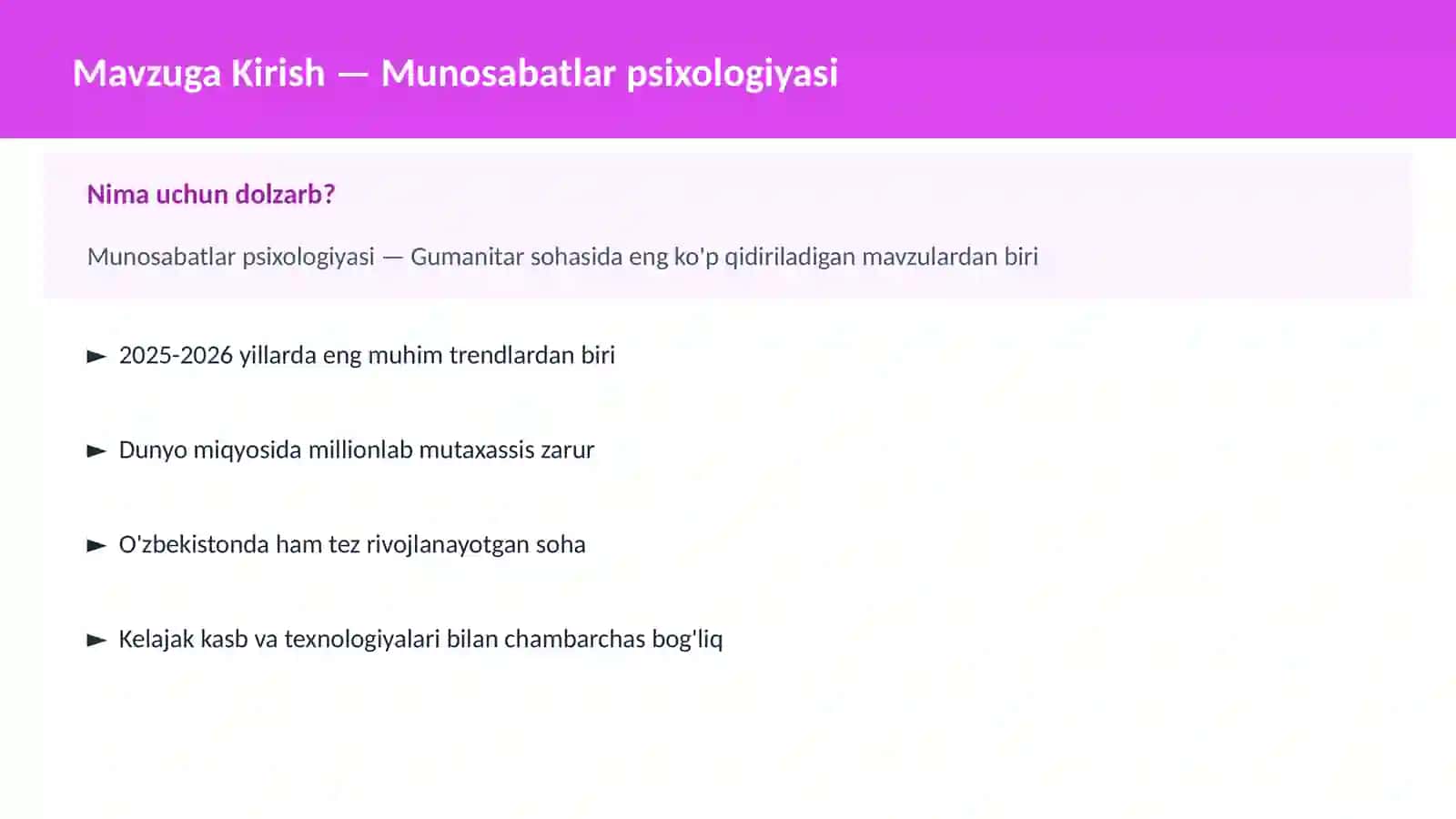 Munosabatlar psixologiyasi 2