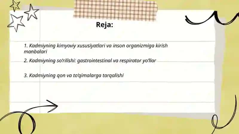 Kadmiy elementin inson organizmdagi ahamiyati 2