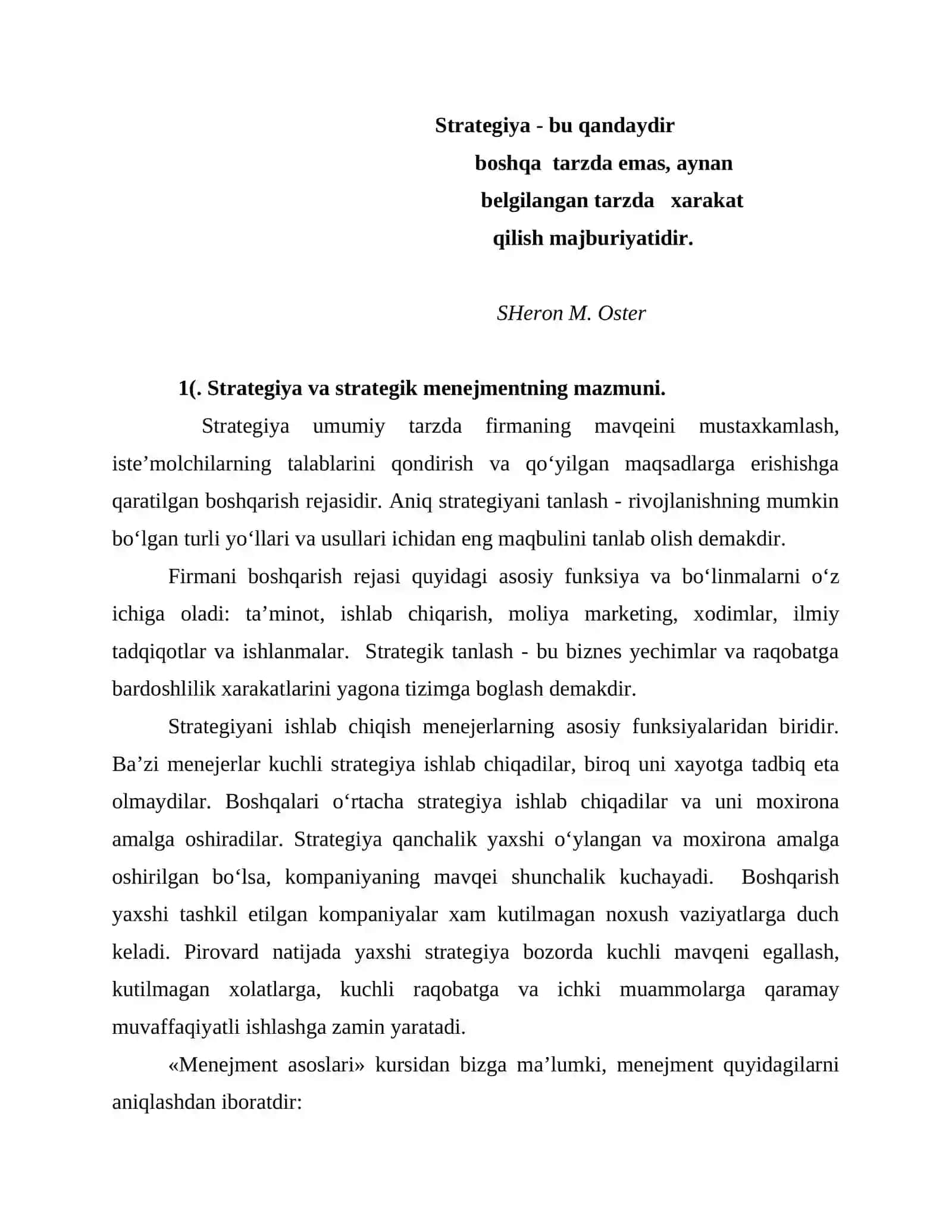 Strategik boshqarish jarayoni 2