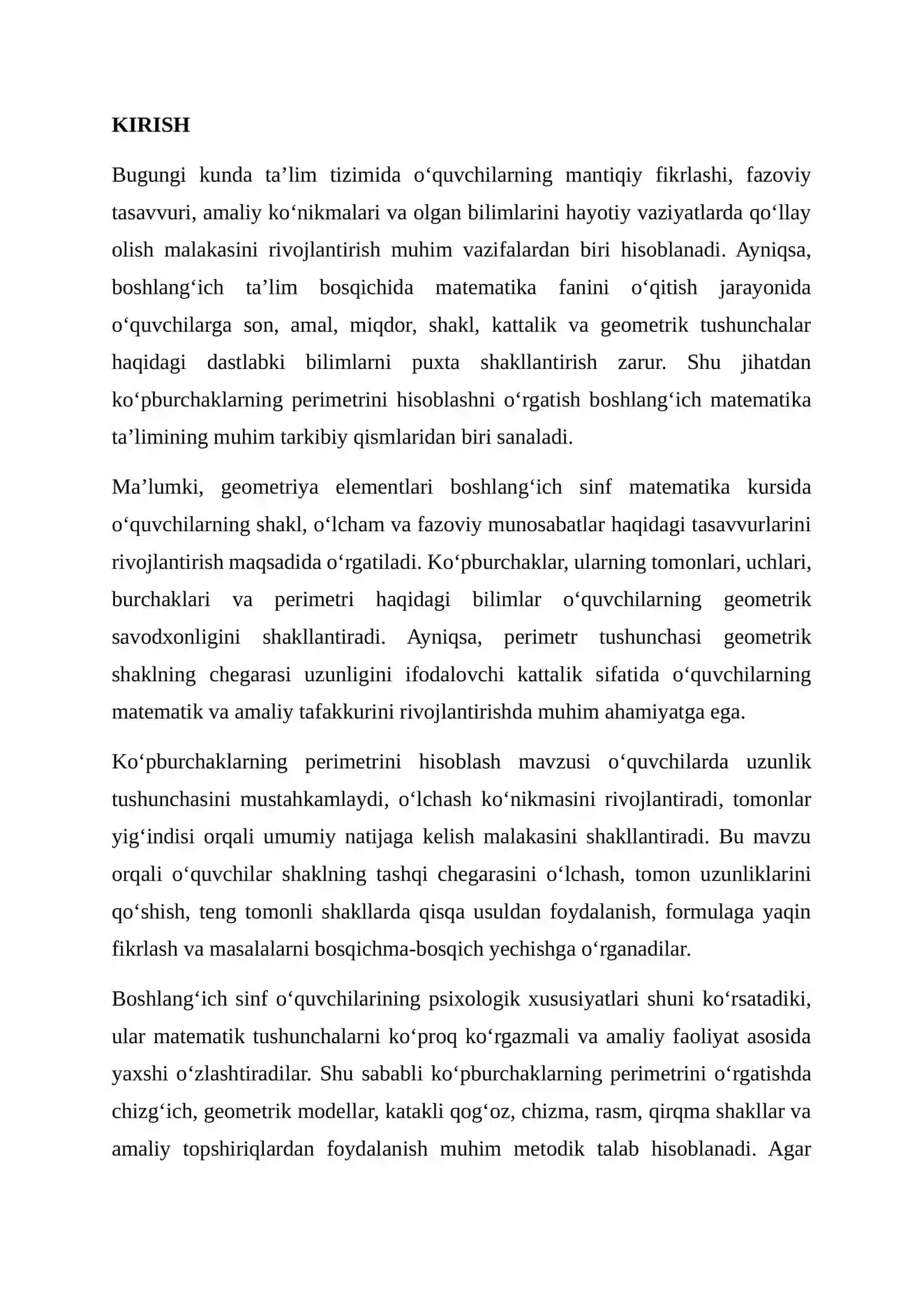 Ko‘pburchaklarning perimetrini hisoblash metodikasi 2