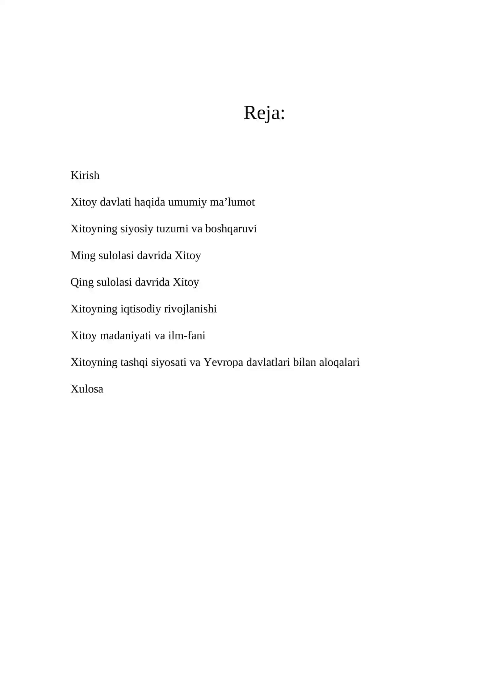Xitoy tarixi fanidan REFERATI 2