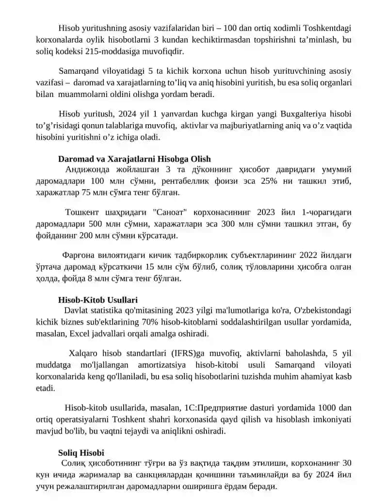 Buxgalteriya va hisob kitoblari 2