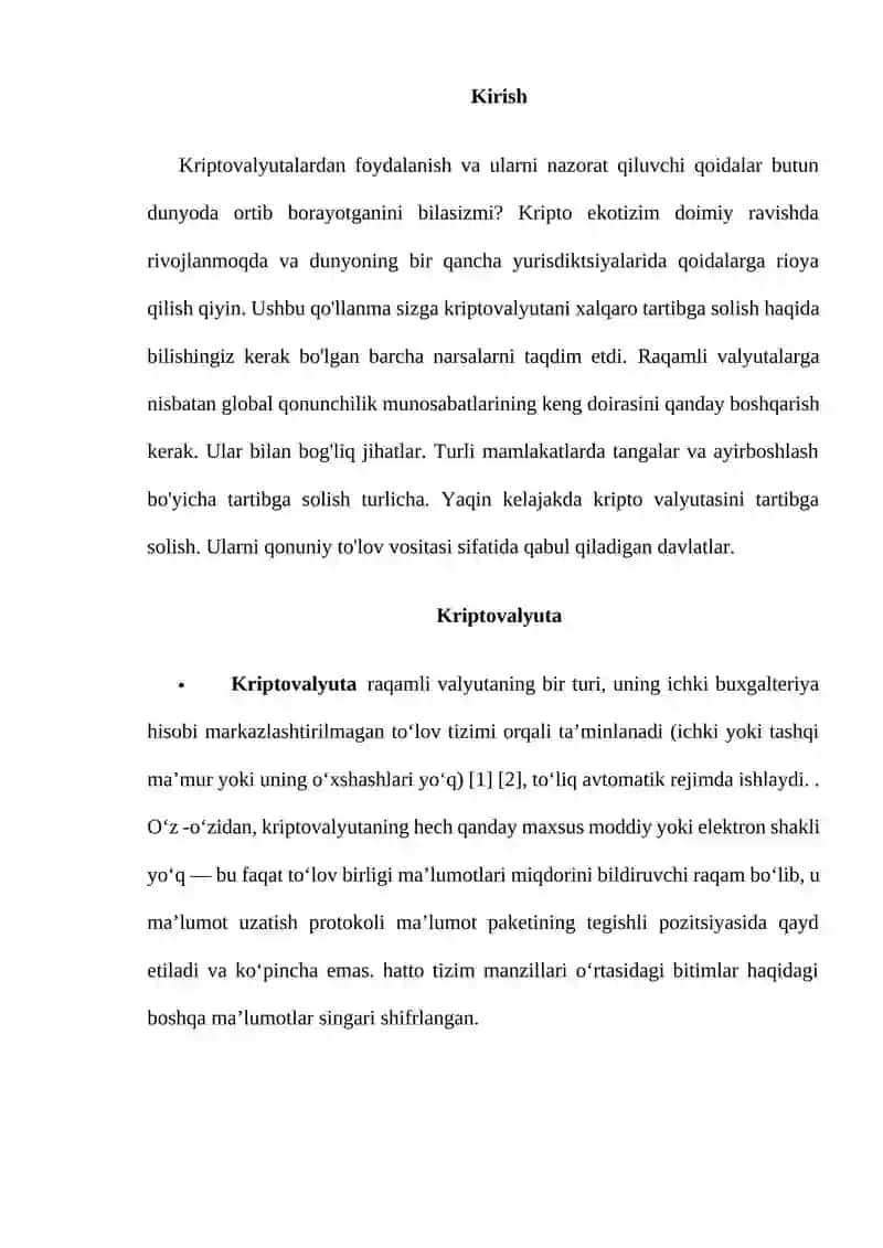 Kriptovalyuta tartibga solish 2