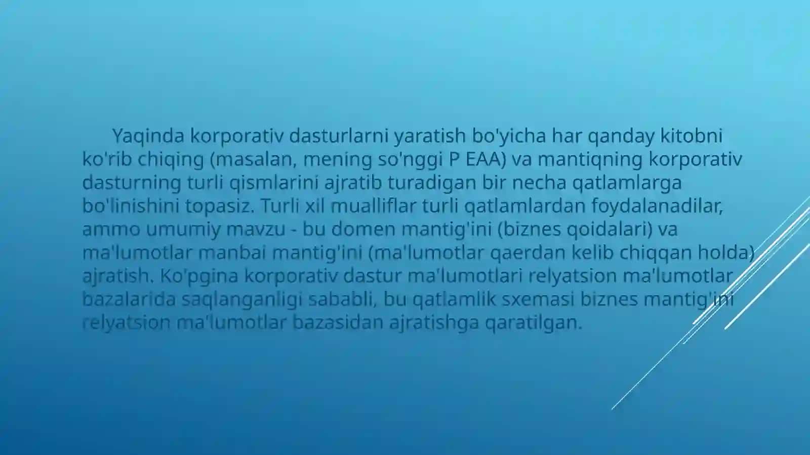 Berilganlar bazasini boshqarish tizimining logistik modelini qurish 2