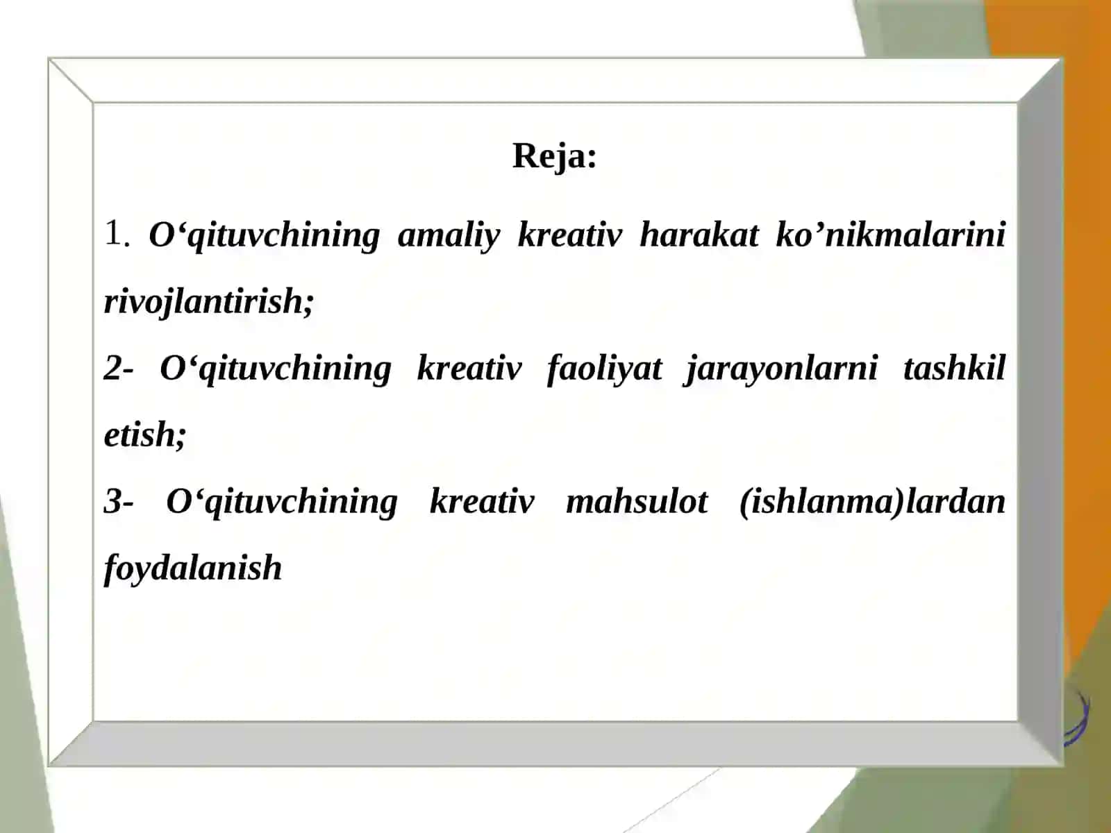 Oʻqituvchining kreativ mahsulot (ishlanma) 2