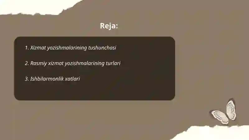 Xizmat yozishmalari 2