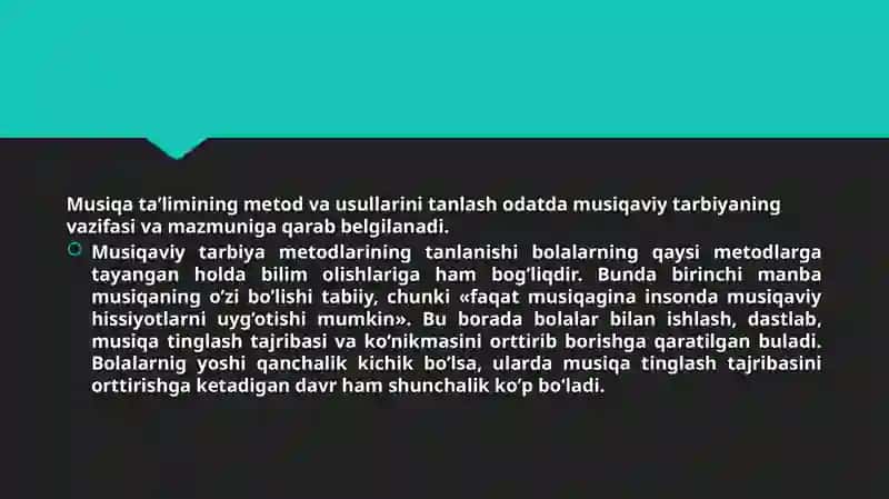 Maktabgacha yoshdagi bolalarga musiqiy tarbiya berish metodlari 2