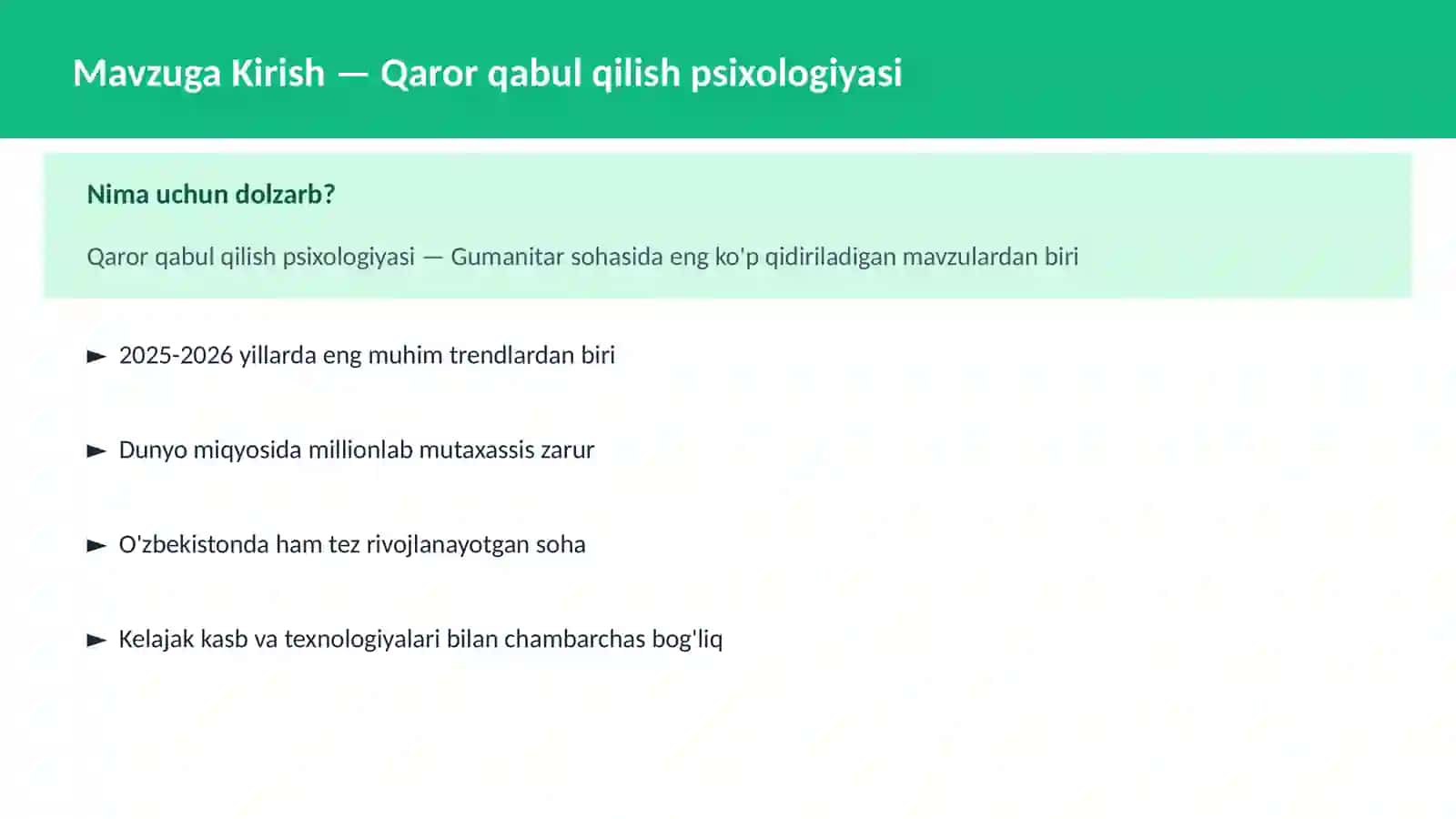Qaror qabul qilish psixologiyasi 2