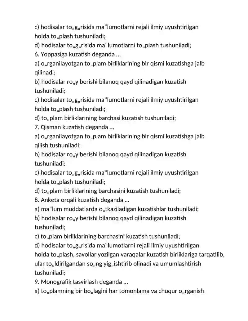 Statistik kuzatishning turlari 2